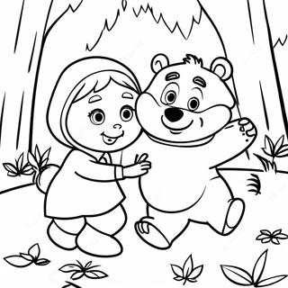 Masha Y El Oso Jugando En El Bosque Pagina Para Colorear 63159-13968