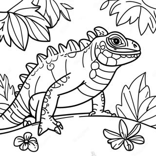 Iguana Colorida En Una Pagina Para Colorear De La Selva 63698-14125