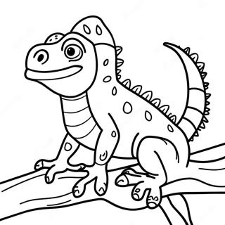 Iguana De Dibujos Animados En Una Rama Pagina Para Colorear 63699-14129