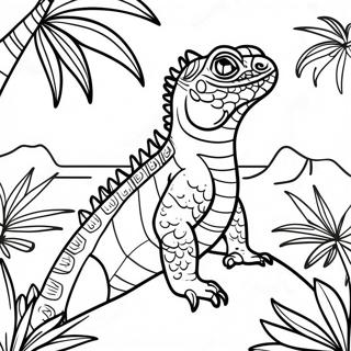 Iguana Con Un Fondo Tropical Pagina Para Colorear 63701 14138