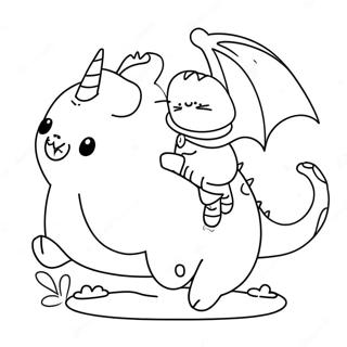 Pusheen Jugueton Montando Un Dragon Pagina Para Colorear 6475-2310