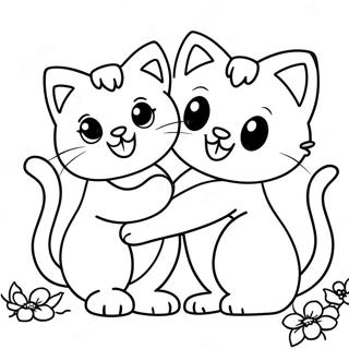 Gatitos Juguetones En Primavera Para Colorear 657-1598