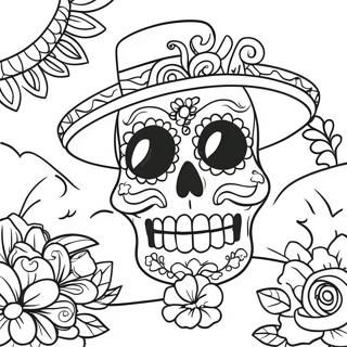 Pagina Para Colorear De Celebracion Festiva Del Dia De Los Muertos 65997-14437