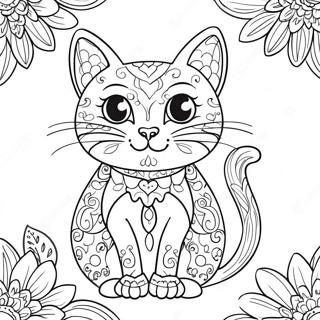 Pagina Para Colorear De Gato Caprichoso Del Dia De Los Muertos 65998-14444