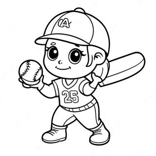 Pagina Para Colorear De Un Lindo Jugador De Softball 66995-14649