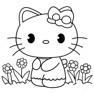 Pagina Para Colorear De Hello Kitty Con Flores 68230-14929