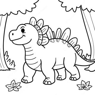 Pagina Para Colorear De Estegosaurio En Un Bosque 68679 15035
