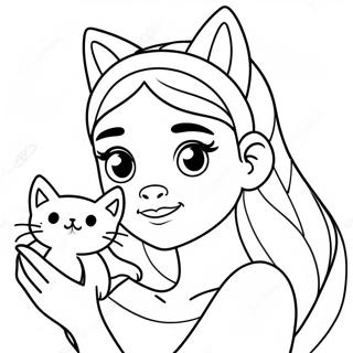 Pagina Para Colorear De La Linda Ariana Grande Con Gato 72620-16329