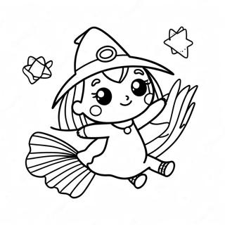 Pagina Para Colorear De La Linda Bruja Volando En Una Escoba 72646-16351