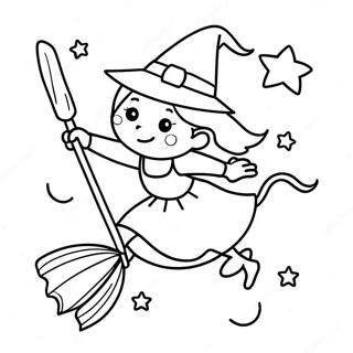 Pagina Para Colorear De La Linda Bruja Volando En Una Escoba 72646-16352