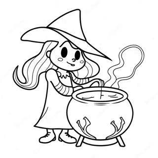 Pagina Para Colorear De Bruja Espeluznante Con Un Caldero 72647-16353