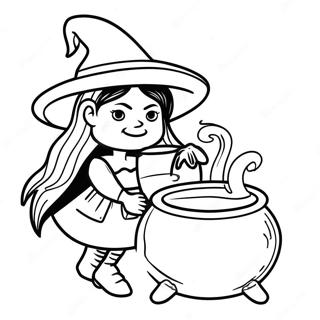 Pagina Para Colorear De Bruja Espeluznante Con Un Caldero 72647-16356