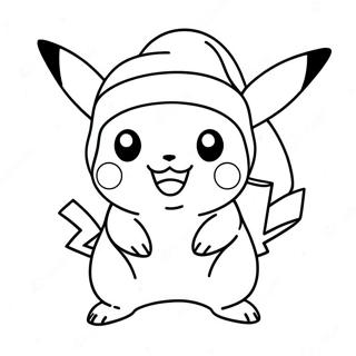 Pagina Para Colorear De Pikachu Con Un Gorro De Santa 72672-16370