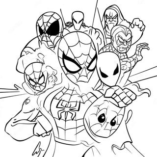 Spider Man Luchando Contra Villanos Para Colorear 744-2359