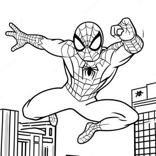 Spider Man En Pose De Accion Para Colorear 745-416