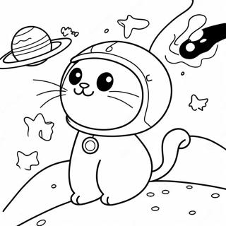 Pagina Para Colorear De Gato De Dibujos Animados Aventurero En El Espacio 74754-18000