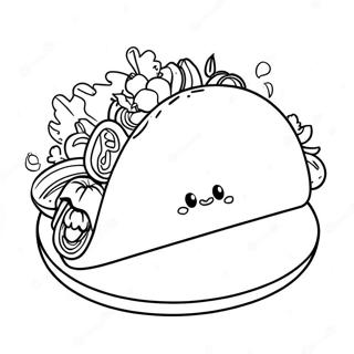 Pagina Para Colorear De Taco Colorido Con Verduras 74804-18038