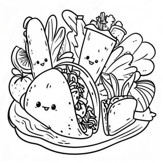 Pagina Para Colorear De Escena De Fiesta De Tacos 74805-18042