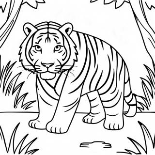 Tigre Feroz Acechando En La Jungla Pagina Para Colorear 75115-18281