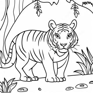 Tigre Feroz Acechando En La Jungla Pagina Para Colorear 75115-18282