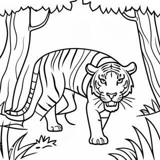 Tigre Feroz Acechando En La Jungla Pagina Para Colorear 75115-18283