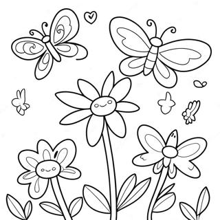 Pagina Para Colorear De Margaritas Alegres Y Mariposas 75550-18615