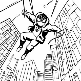 Pagina Para Colorear De Miles Morales Saltando Por La Ciudad 7561-487