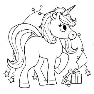 Navidad De Unicornio Páginas Para Colorear