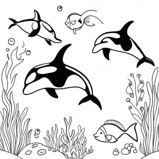 Pagina Para Colorear De Familia De Orcas Bajo El Agua 75757 18773