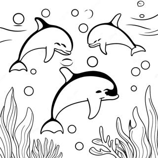 Pagina Para Colorear De Familia De Orcas Bajo El Agua 75757 18776