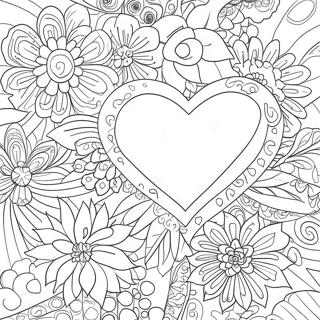 Corazones Y Flores Páginas Para Colorear