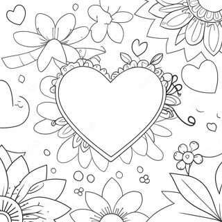 Pagina Para Colorear De Corazones Y Flores Adorables 76040-18993