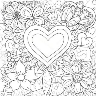 Pagina Para Colorear De Corazones Y Flores Adorables 76040-18995