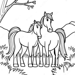 Pagina Para Colorear De Familia De Caballos Salvajes En La Naturaleza 76270 19173