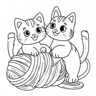 Pagina Para Colorear De Gatitos Jugando Con Hilo 76884-19662