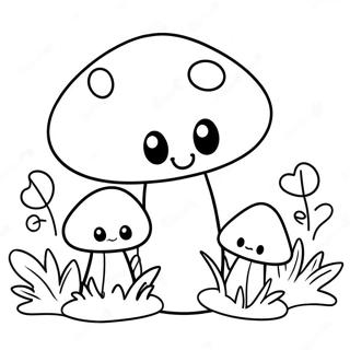 Pagina Para Colorear De Hongos De Dibujos Animados Adorables 7753-965