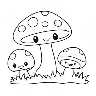 Pagina Para Colorear De Hongos De Dibujos Animados Adorables 7753-968