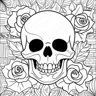 Calavera De Rosa Páginas Para Colorear