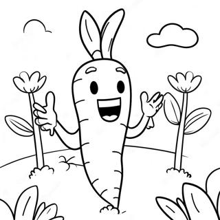 Pagina Para Colorear De Zanahoria De Dibujos Animados En Un Jardin 77812-20361