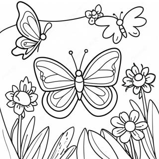 Pagina Para Colorear De Jardin De Mariposas Coloridas 77835-20369