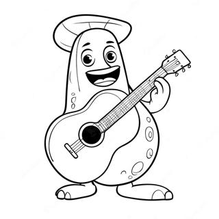Página Para Colorear De Larry El Pepino Tocando La Guitarra Páginas Para Colorear
