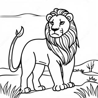 Pagina Para Colorear De Leon Majestuoso En La Sabana 79099-21351