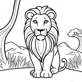 Pagina Para Colorear De Leon Majestuoso En La Sabana 79099-21352