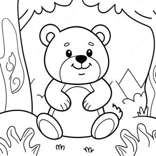 Pagina Para Colorear De Lindo Oso Marron Jugando En El Bosque 79950-21997