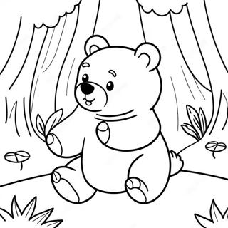 Pagina Para Colorear De Lindo Oso Marron Jugando En El Bosque 79950-21998