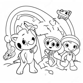 Pagina Para Colorear De Los Adorables Rangers Arcoiris Con Animales 80287 22265