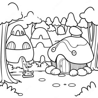 Pagina Para Colorear De La Escena Del Pueblo Pitufo 80593 22504