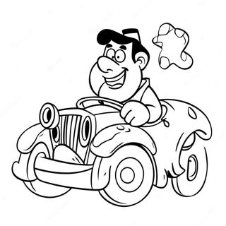 Pagina Para Colorear De Fred Flintstone En Su Coche 81209-22980