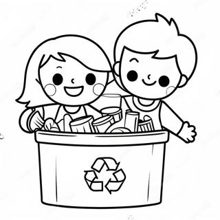 Pagina Para Colorear De Ninos Felices Reciclando 81392-23126