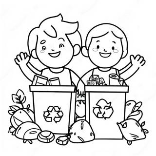 Pagina Para Colorear De Ninos Felices Reciclando 81392-23128